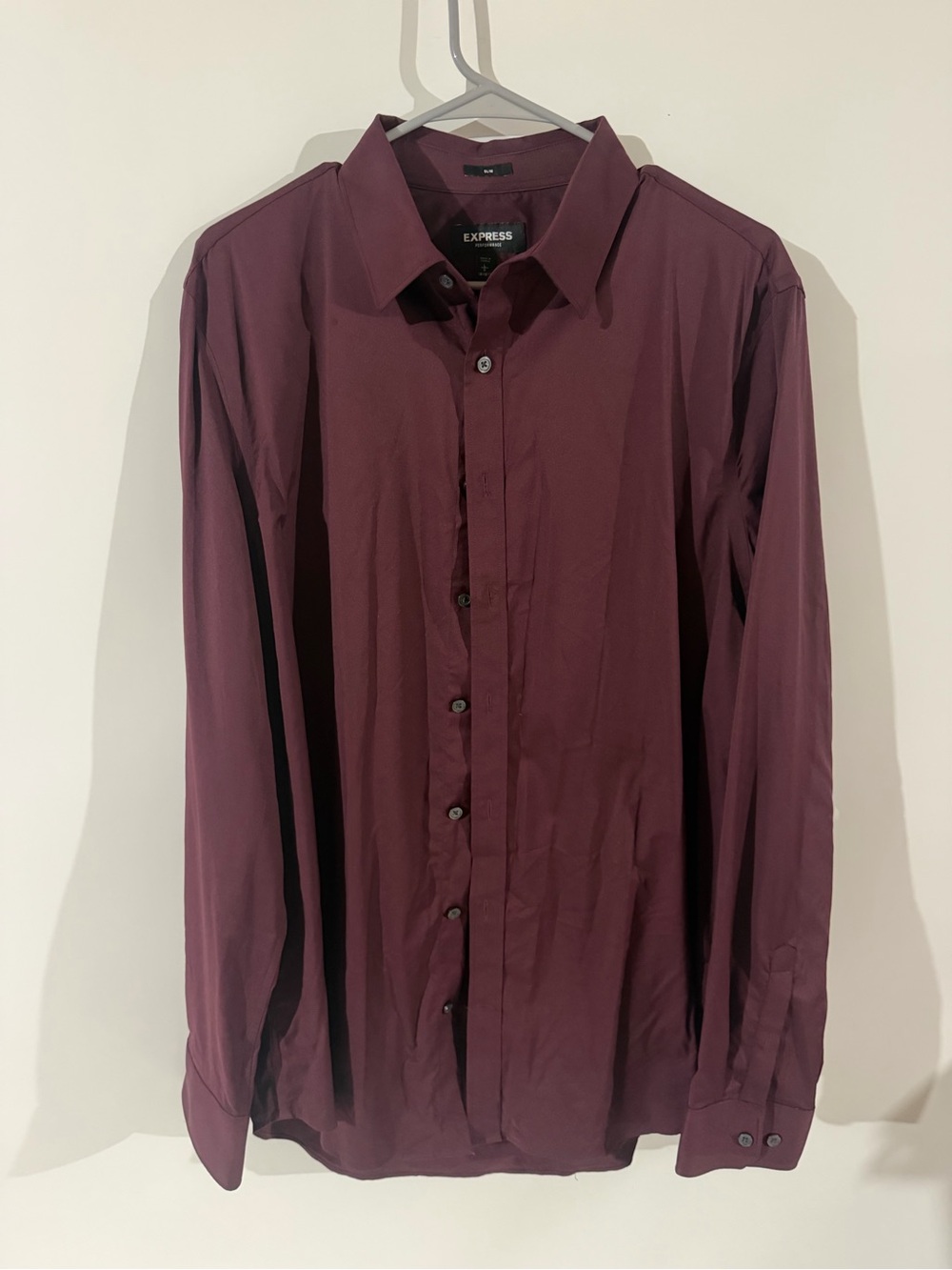 Express Men's Long Sleeve Dress Shirt - Wine